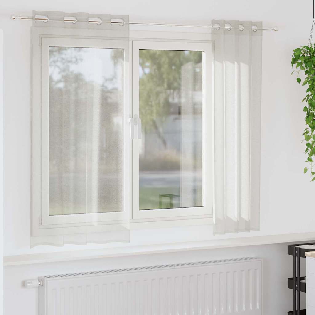 Voile-Vorhang mit Vorhängen 2 pcs Creme 175 x 140 cm Polyester