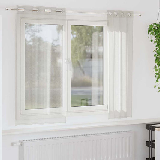 Voile-Vorhang mit Vorhängen 2 pcs Creme 175 x 140 cm Polyester
