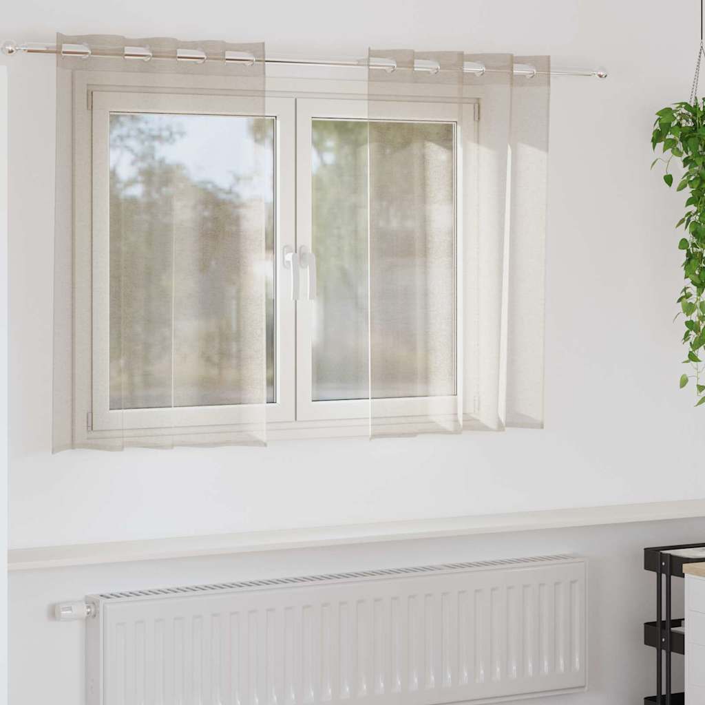 Voile-Vorhang mit Vorhängen 2 pcs Sand 140 x 140 cm Polyester