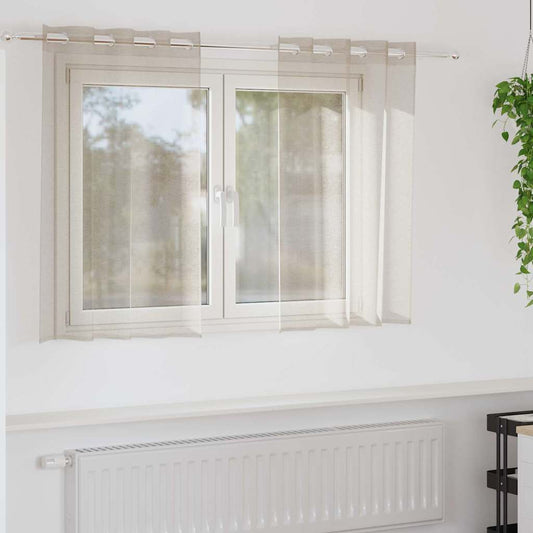 Voile-Vorhang mit Vorhängen 2 pcs Sand 140 x 140 cm Polyester