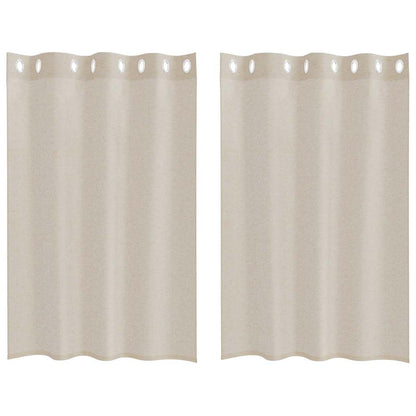 Voile-Vorhang mit Vorhängen 2 pcs Sand 140 x 140 cm Polyester