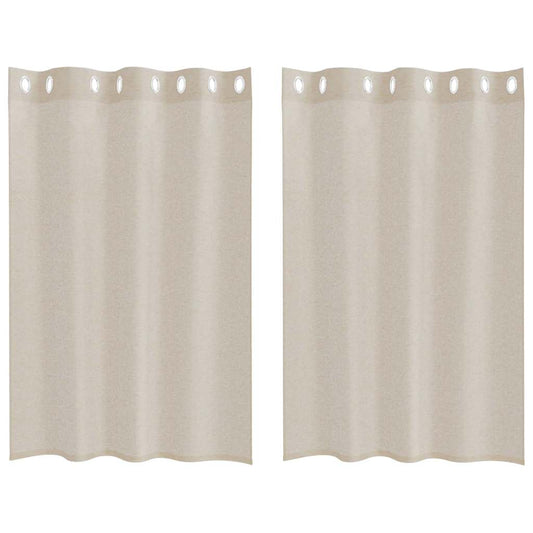 Voile-Vorhang mit Vorhängen 2 pcs Sand 140 x 140 cm Polyester