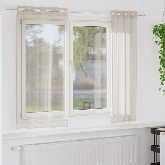 Voile-Vorhang mit Vorhängen 2 pcs Sand 175 x 140 cm Polyester