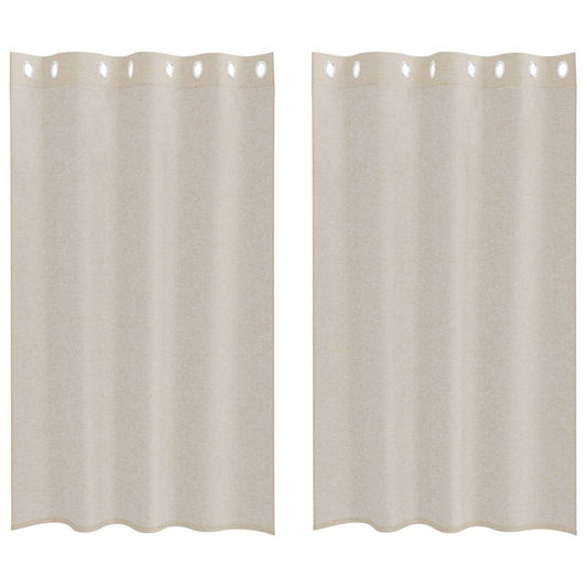 Voile-Vorhang mit Vorhängen 2 pcs Sand 175 x 140 cm Polyester
