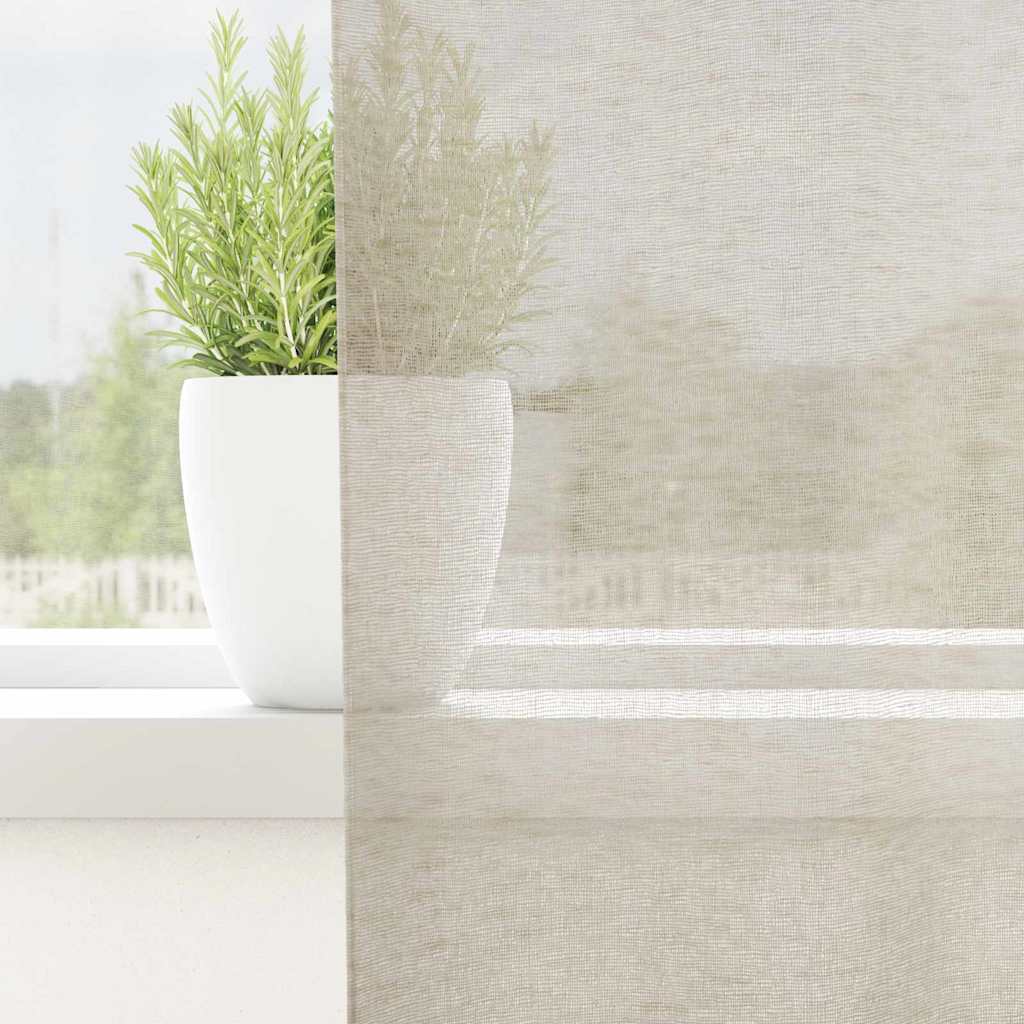 Voile-Vorhang mit Vorhängen 2 pcs Sand 225 x 140 cm Polyester