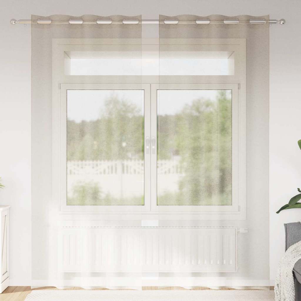Voile-Vorhang mit Vorhängen 2 pcs Sand 260 x 140 cm Polyester