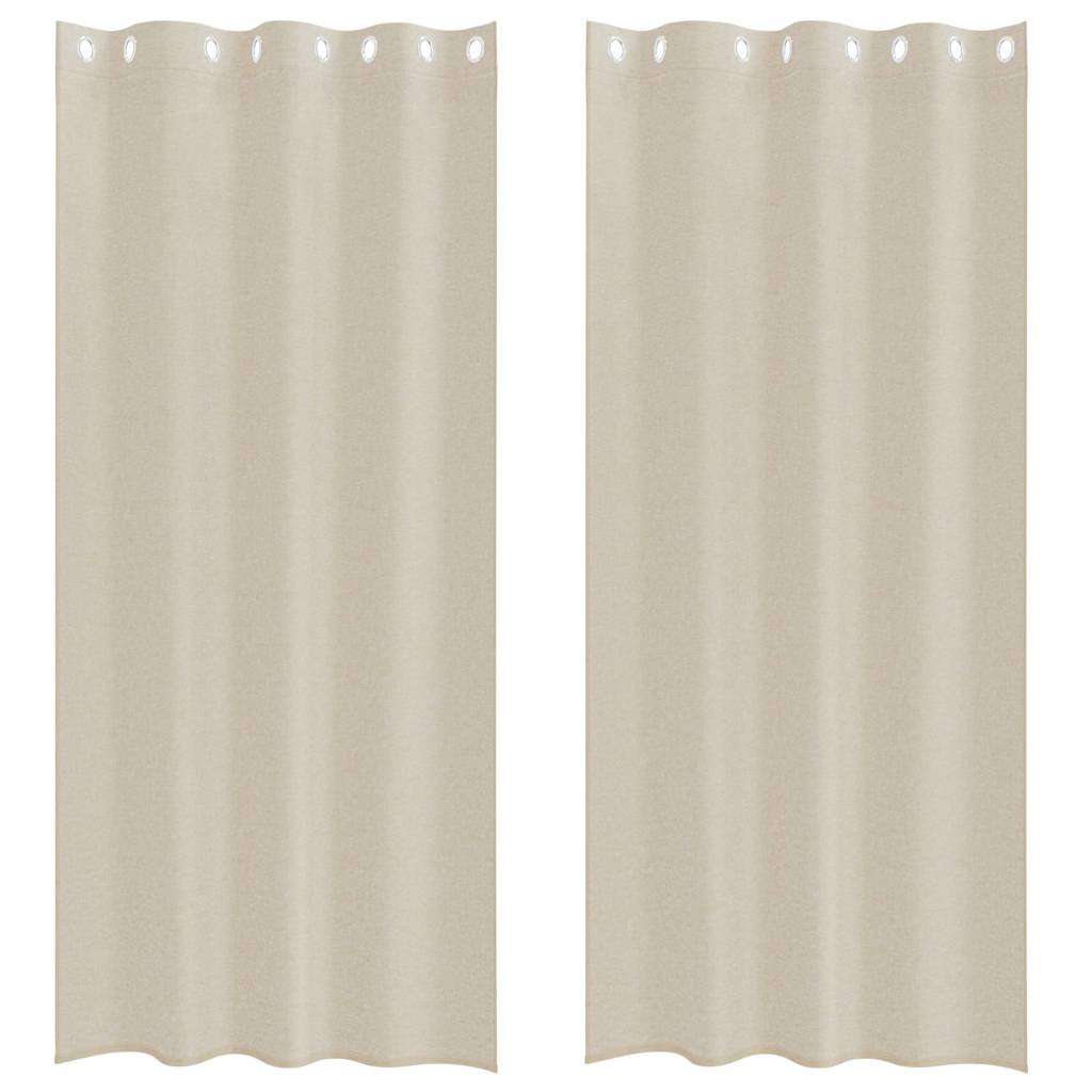 Voile-Vorhang mit Vorhängen 2 pcs Sand 260 x 140 cm Polyester