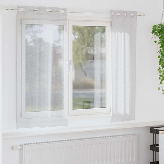 Voile-Vorhang 2 pcs Hellgrau 175 x 140 cm Polyester