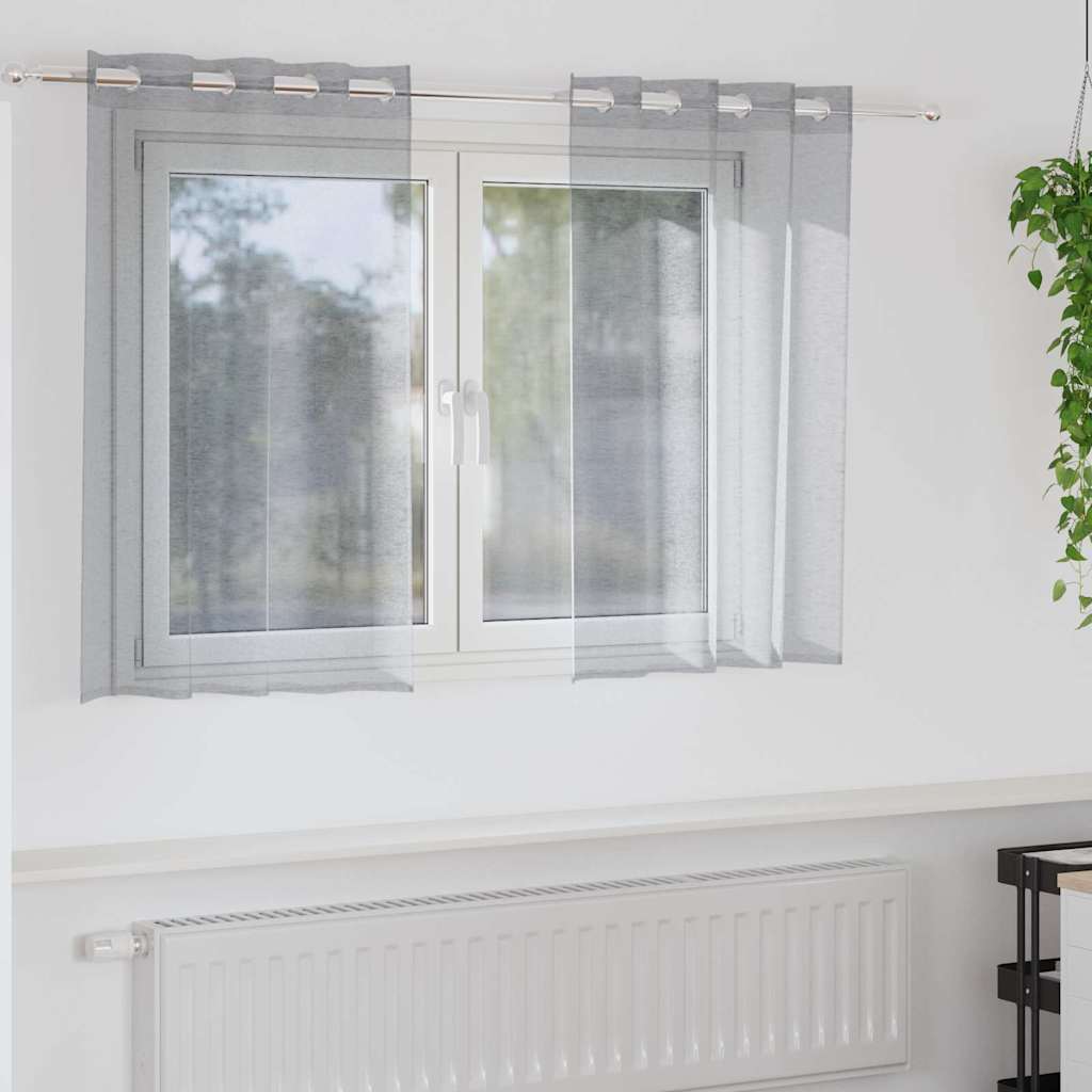 Voile-Vorhang 2 pcs Dunkelgrau 140 x 140 cm Polyester