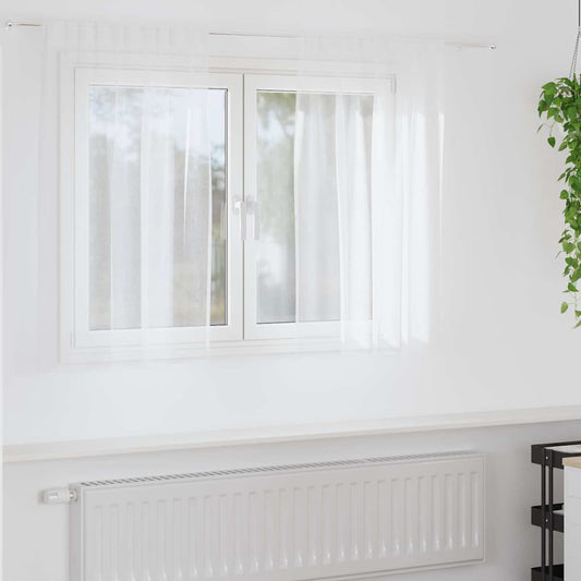 Voile-Vorhang mit Vorhängen 2 pcs Weiß 140 x 140 cm Polyester