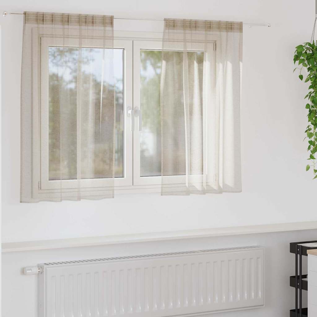 Voile-Vorhang mit Vorhängen 2 pcs Sand 140 x 140 cm Polyester