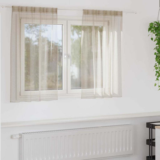 Voile-Vorhang mit Vorhängen 2 pcs Sand 140 x 140 cm Polyester