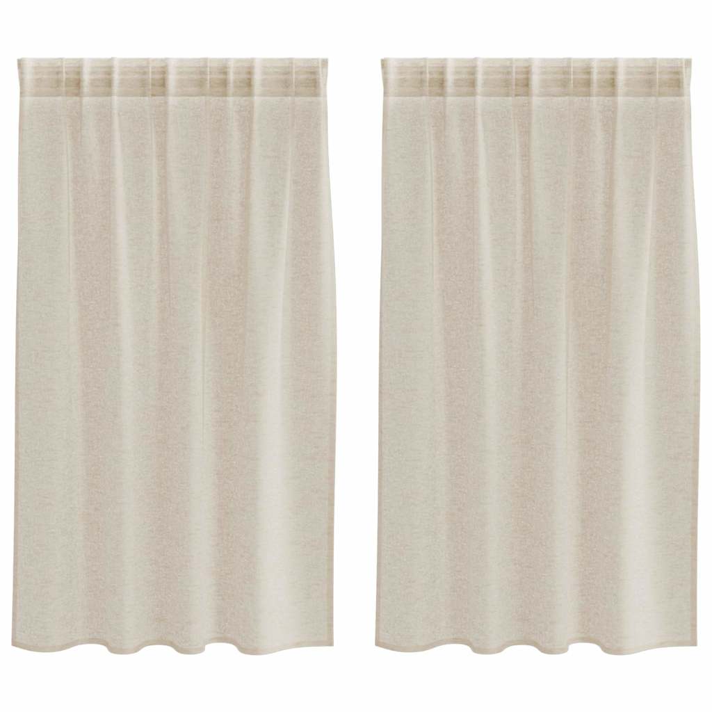 Voile-Vorhang mit Vorhängen 2 pcs Sand 140 x 140 cm Polyester