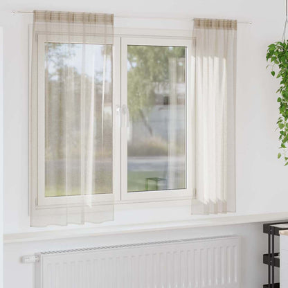 Voile-Vorhang mit Vorhängen 2 pcs Sand 175 x 140 cm Polyester