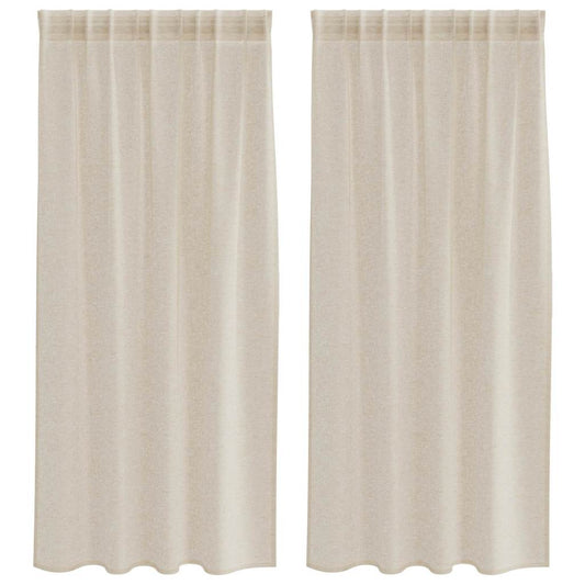 Voile-Vorhang mit Vorhängen 2 pcs Sand 175 x 140 cm Polyester