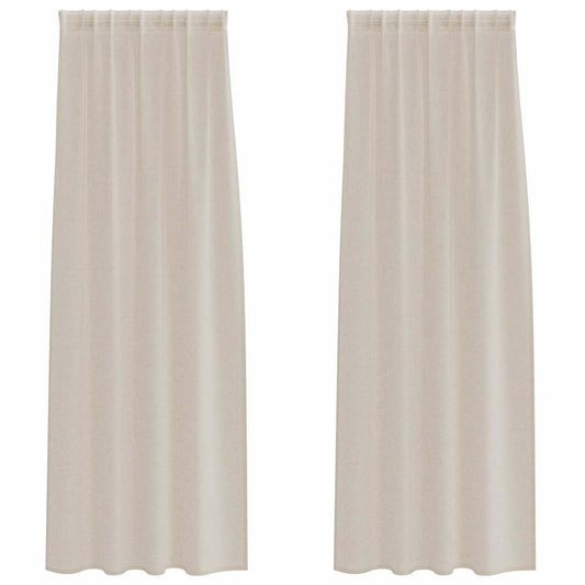 Voile-Vorhang mit Vorhängen 2 pcs Sand 245 x 140 cm Polyester