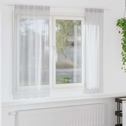 Voile-Vorhang 2 pcs Hellgrau 175 x 140 cm Polyester