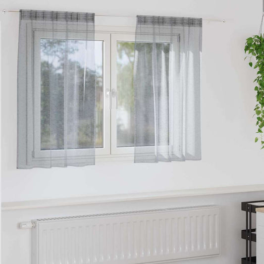 Voile-Vorhang 2 pcs Dunkelgrau 140 x 140 cm Polyester