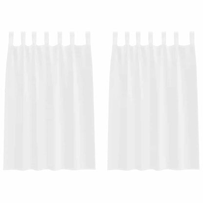 Voile-Vorhang mit Vorhängen 2 pcs Weiß 140 x 140 cm Polyester