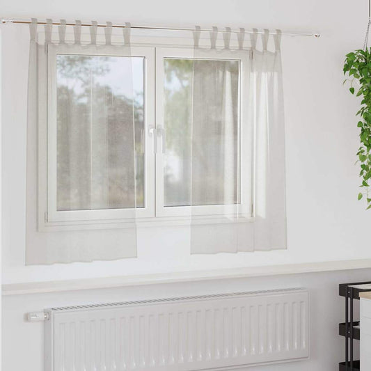 Voile-Vorhang mit Vorhängen 2 pcs Creme 140 x 140 cm Polyester