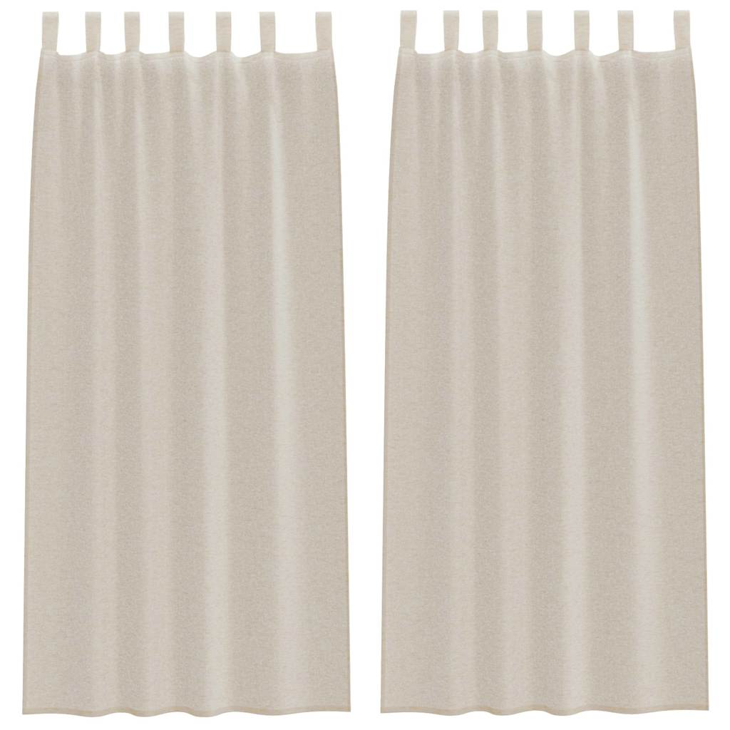 Voile-Vorhang mit Vorhängen 2 pcs Sand 245 x 140 cm Polyester