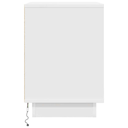 Nachttisch mit LED-Leuchten Weiß 38x34x50 cm