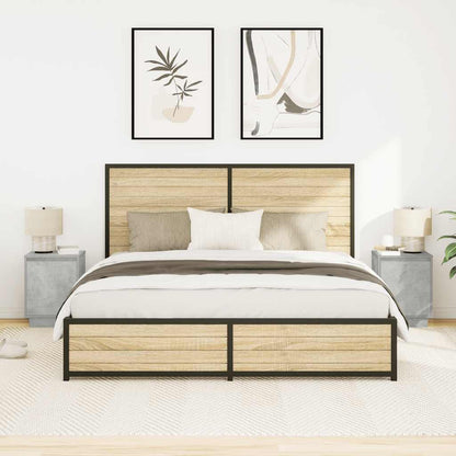 Nachttische mit LED-Leuchten 2 Stk. Betongrau 38x34x50 cm