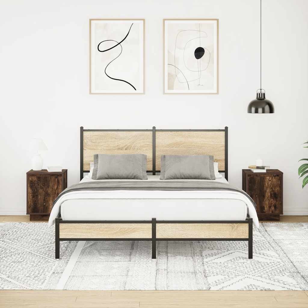 Nachttische mit LED-Leuchten 2 Stk. Räuchereiche 38x34x50 cm