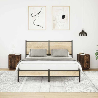 Nachttische mit LED-Leuchten 2 Stk. Räuchereiche 38x34x50 cm