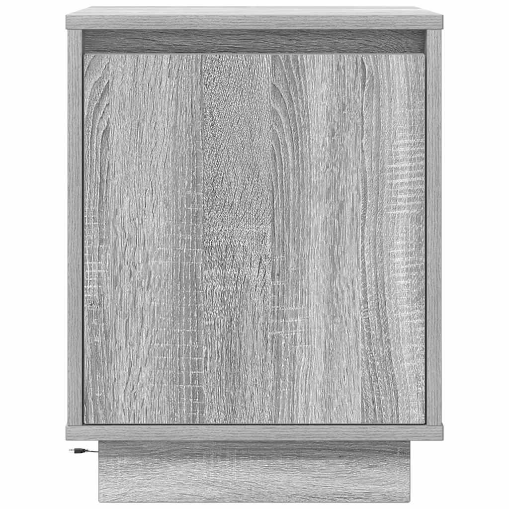 Nachttische mit LED-Leuchten 2 Stk. Grau Sonoma 38x34x50 cm