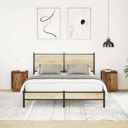 Nachttische mit LED-Leuchten 2 Stk. Altholz-Optik 38x34x50 cm