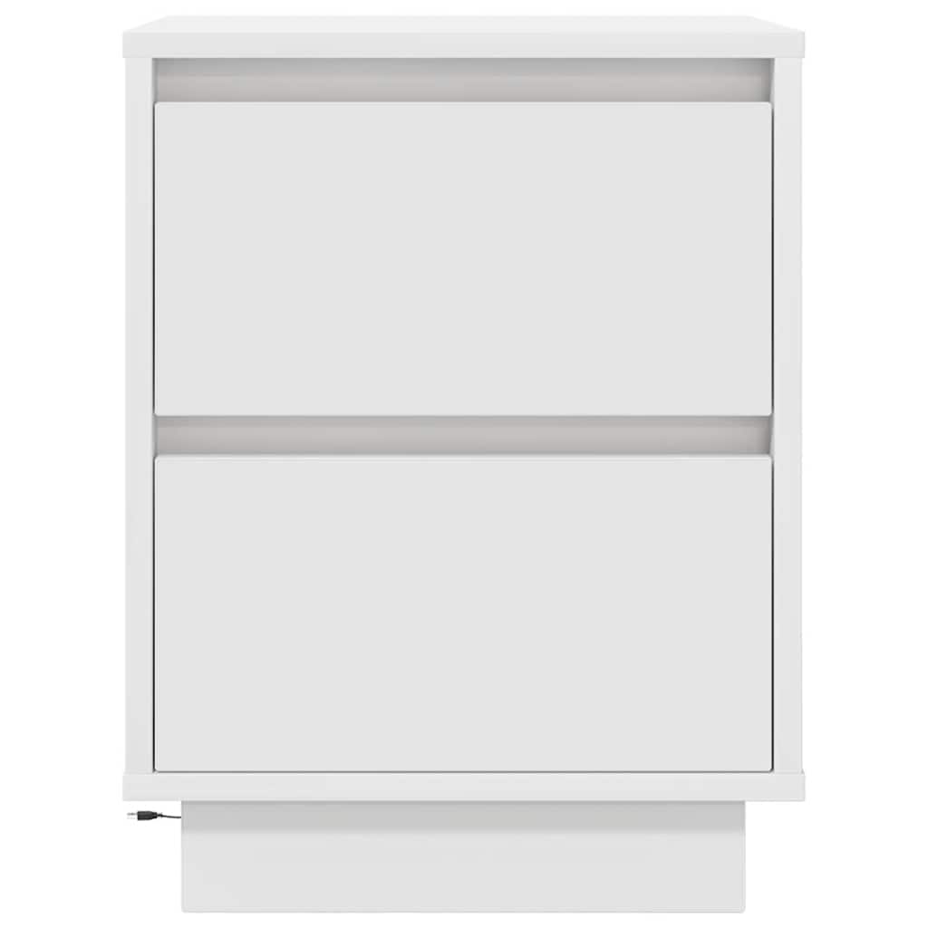 Nachttisch mit LED-Leuchten Weiß 38x34x50 cm