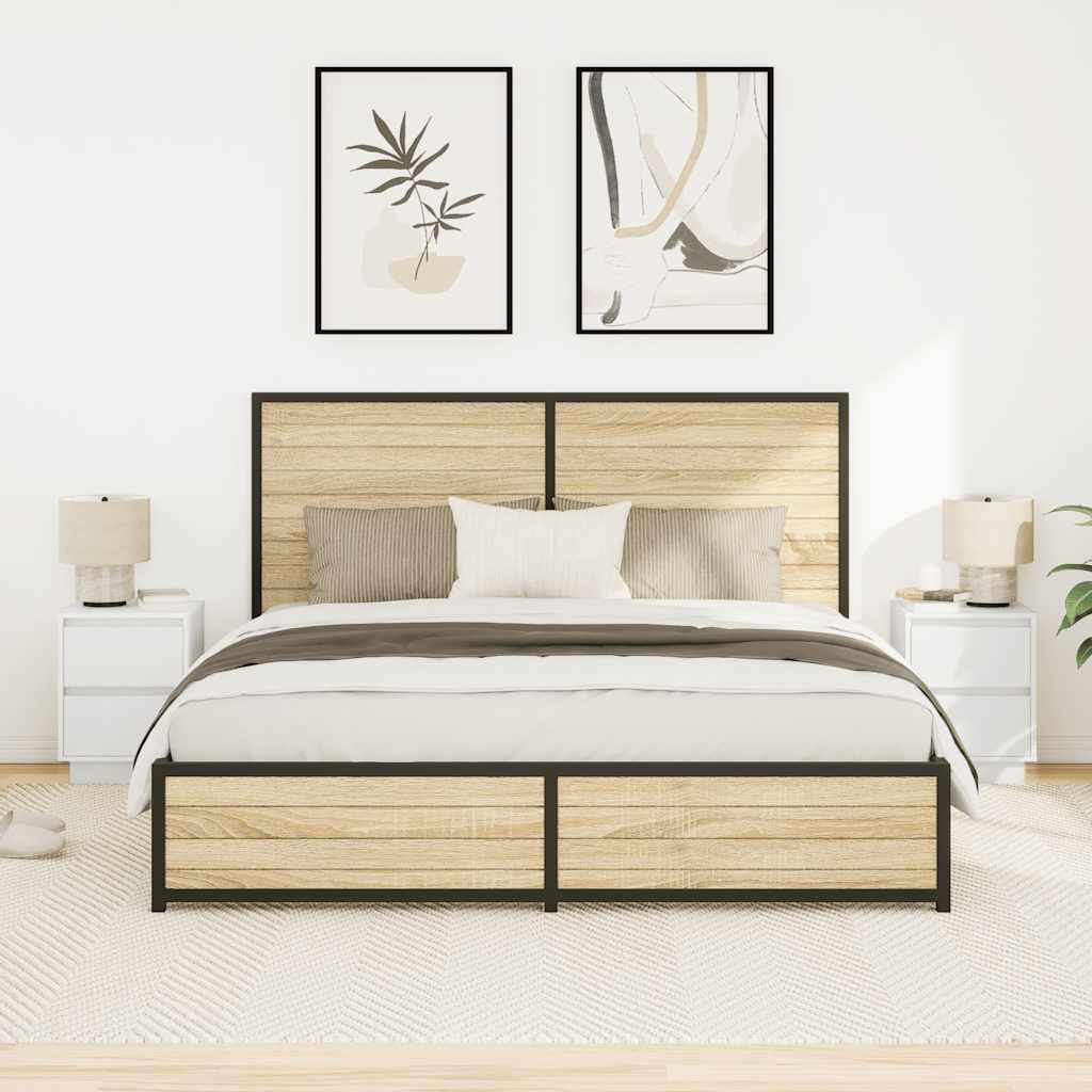 Nachttische mit LED-Leuchten 2 Stk. Weiß 38x34x50 cm