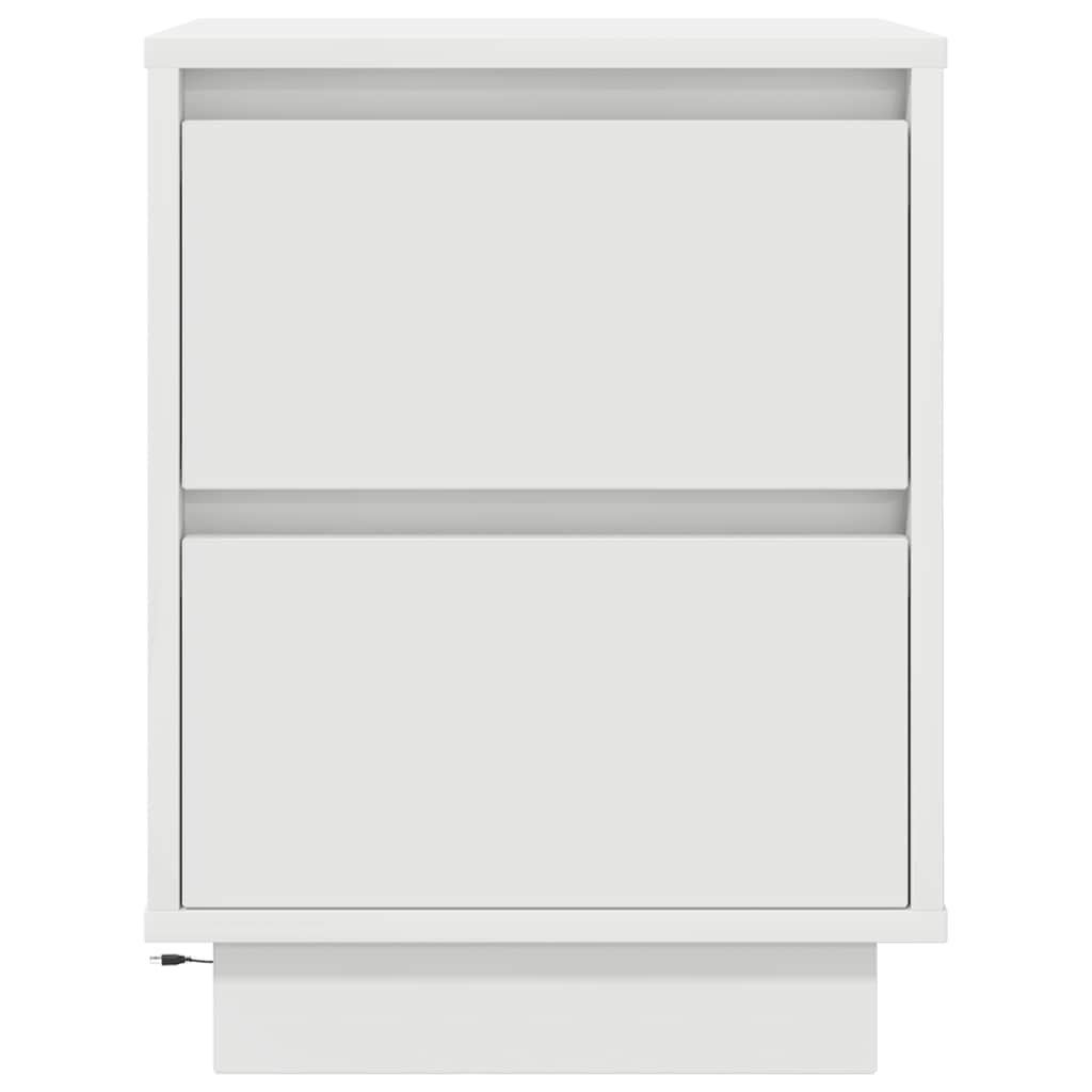 Nachttische mit LED-Leuchten 2 Stk. Weiß 38x34x50 cm