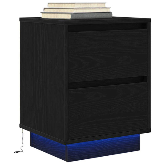 Nachttisch mit LED-Leuchten Schwarz 38x34x50 cm