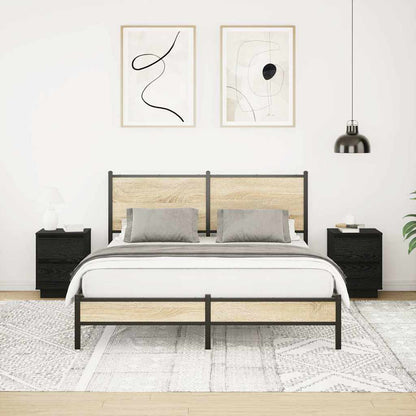 Nachttische mit LED-Leuchten 2 Stk. Schwarz 38x34x50 cm