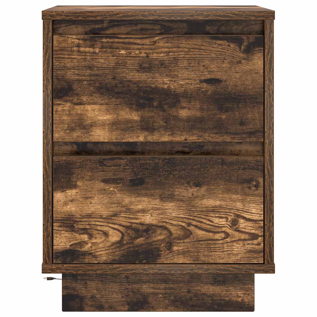 Nachttisch mit LED-Leuchten Räuchereiche 38x34x50 cm