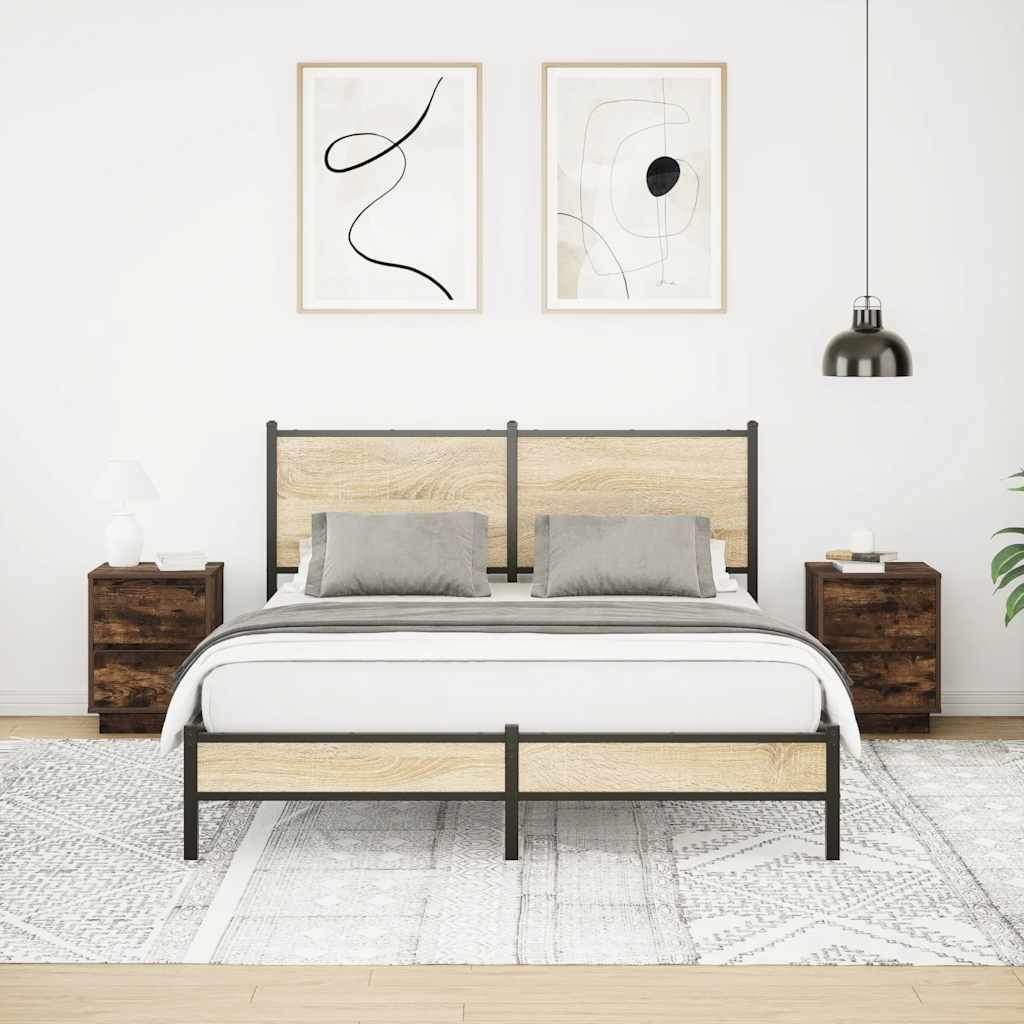 Nachttische mit LED-Leuchten 2 Stk. Räuchereiche 38x34x50 cm