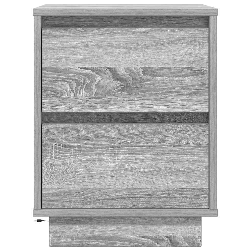 Nachttische mit LED-Leuchten 2 Stk. Grau Sonoma 38x34x50 cm