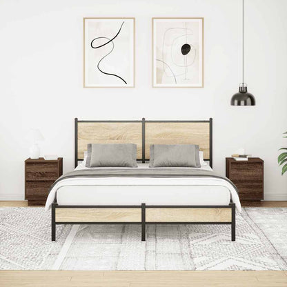 Nachttische mit LED-Leuchten 2 Stk. Braun Eichen-Optik