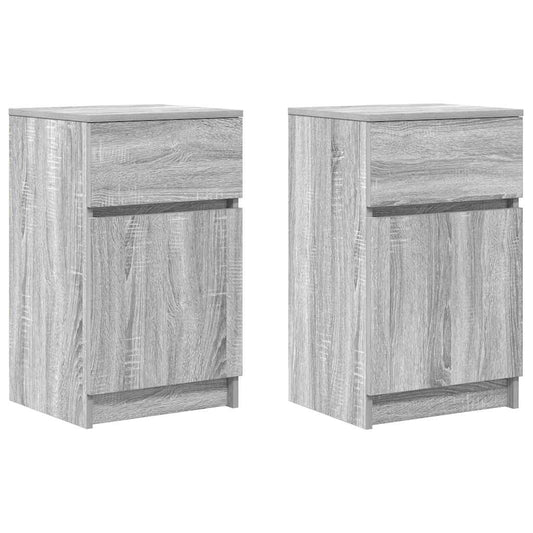 Nachttische 2 Stk. Grau Sonoma 39x35x65 cm Holzwerkstoff