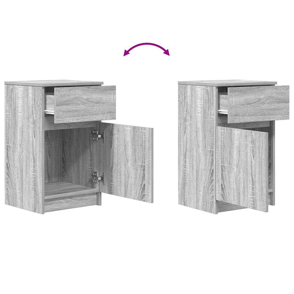 Nachttische 2 Stk. Grau Sonoma 39x35x65 cm Holzwerkstoff