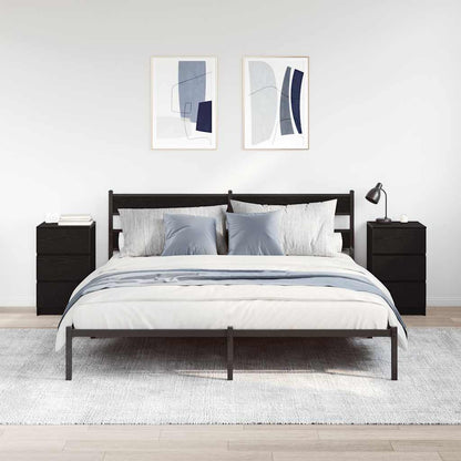 Nachttische mit 3 Schubladen 2 Stk. Schwarz 39x35x65 cm