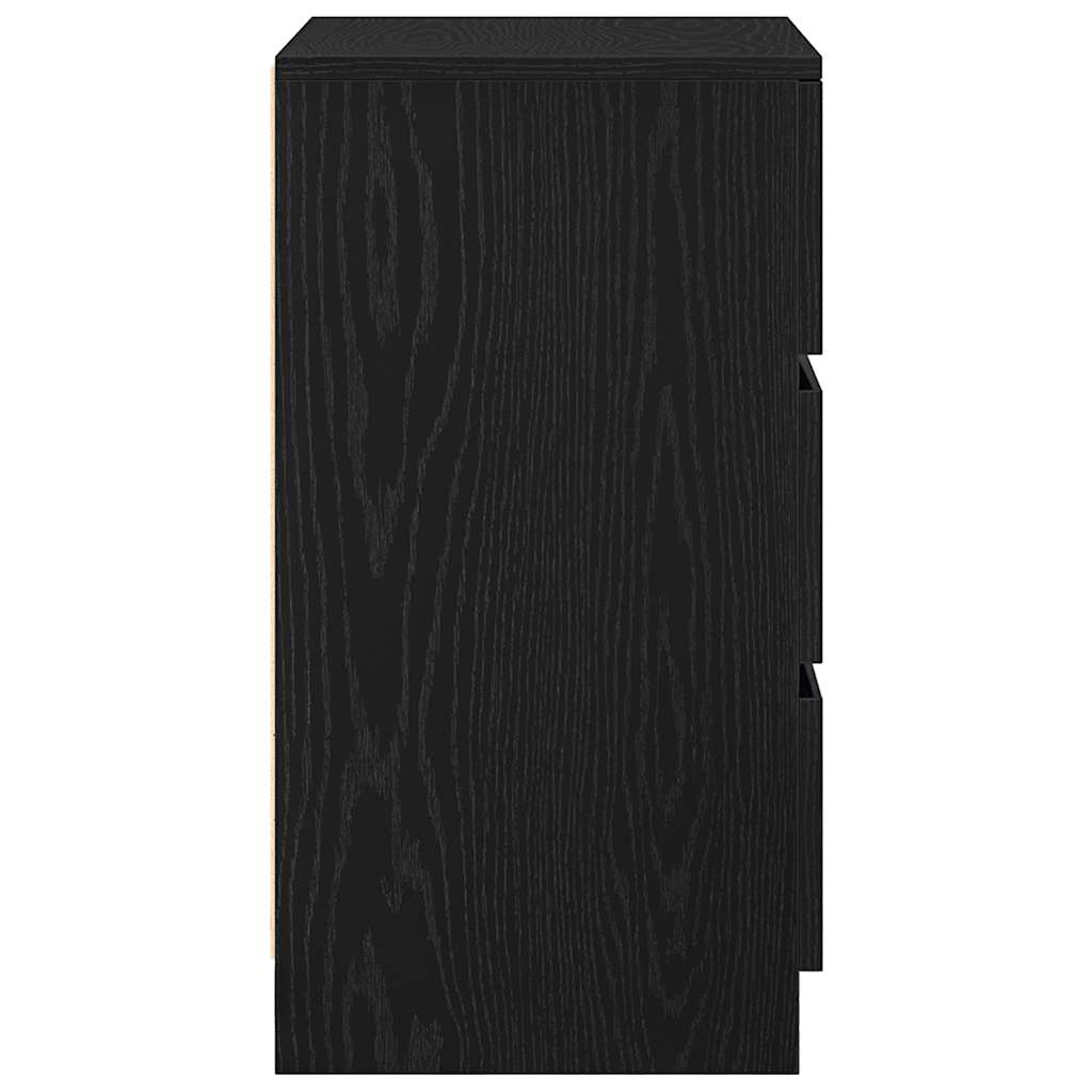 Nachttische mit 3 Schubladen 2 Stk. Schwarz 39x35x65 cm