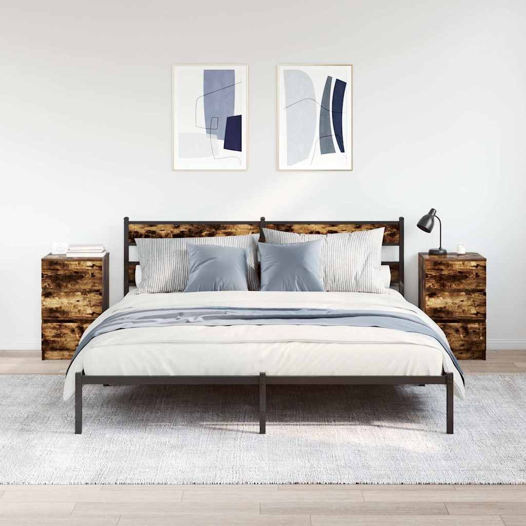 Nachttische mit 3 Schubladen 2 Stk. Räuchereiche 39x35x65 cm