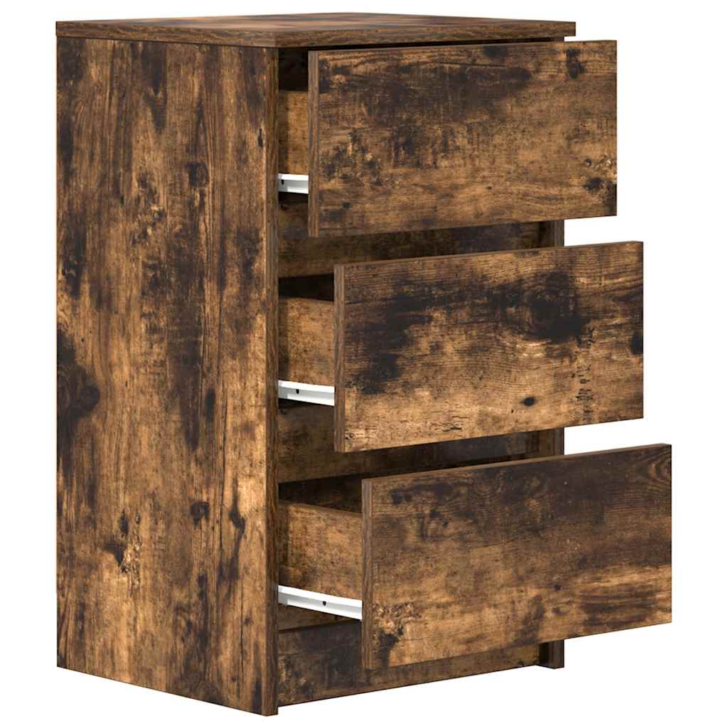 Nachttische mit 3 Schubladen 2 Stk. Räuchereiche 39x35x65 cm