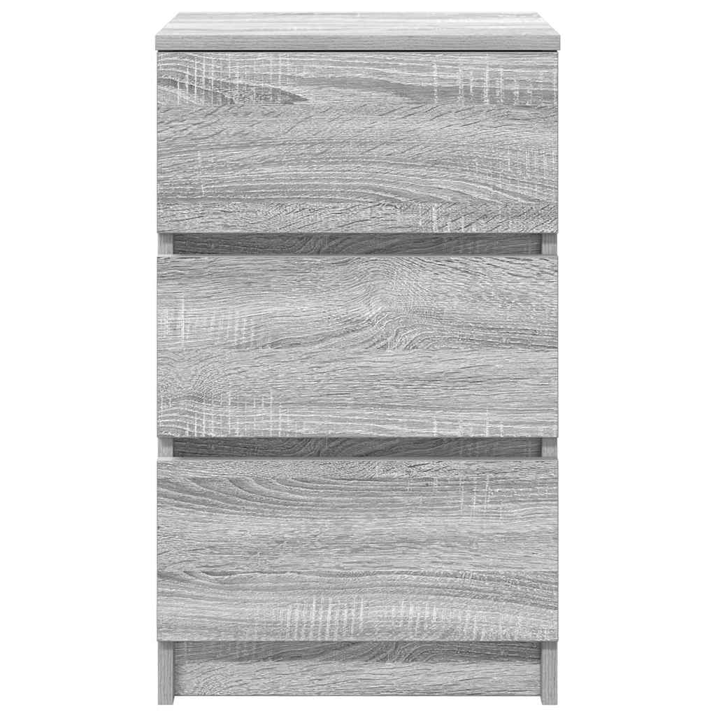 Nachttische mit 3 Schubladen 2 Stk. Grau Sonoma 39x35x65 cm