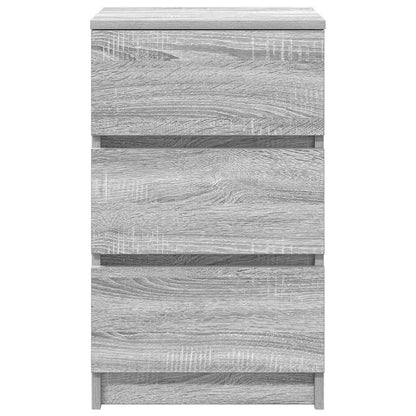 Nachttische mit 3 Schubladen 2 Stk. Grau Sonoma 39x35x65 cm