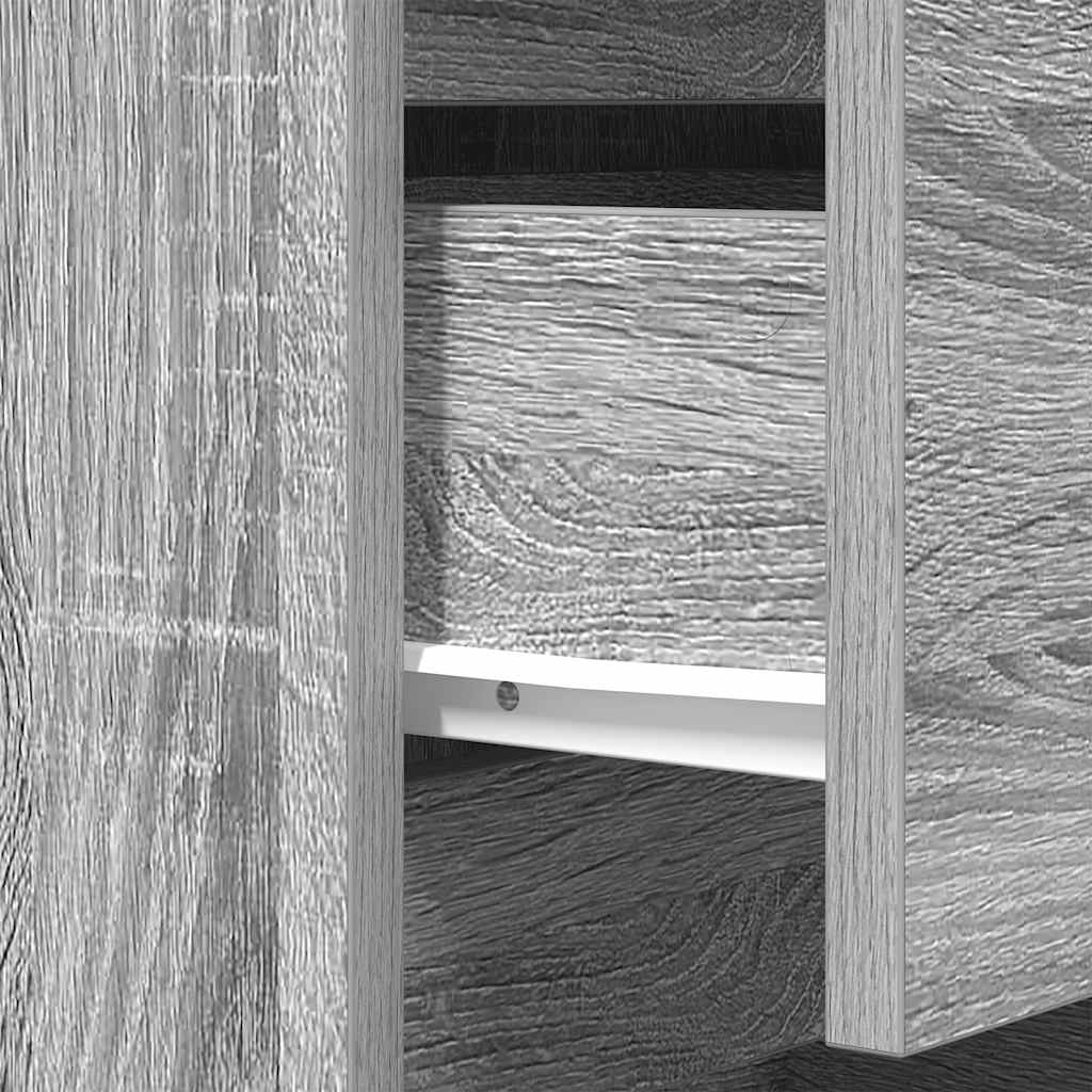 Nachttische mit 3 Schubladen 2 Stk. Grau Sonoma 39x35x65 cm