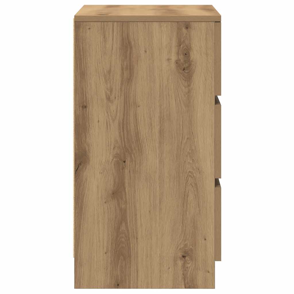 Nachttisch mit 3 Schubladen Artisan-Eiche 39x35x65 cm
